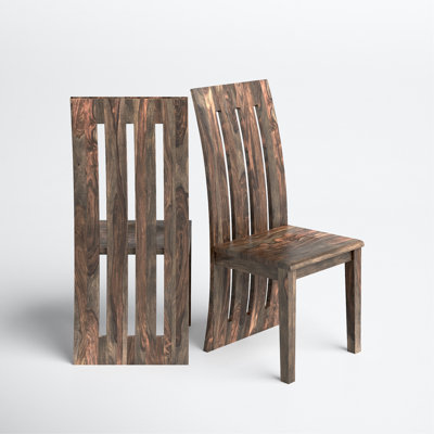 Thorger Solid Wood Slat Back Side Chair in Brown by Millwood Pines