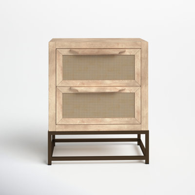 Stephens 2 - Drawer Nightstand in Tan/Brushed Gold by Joss and Main