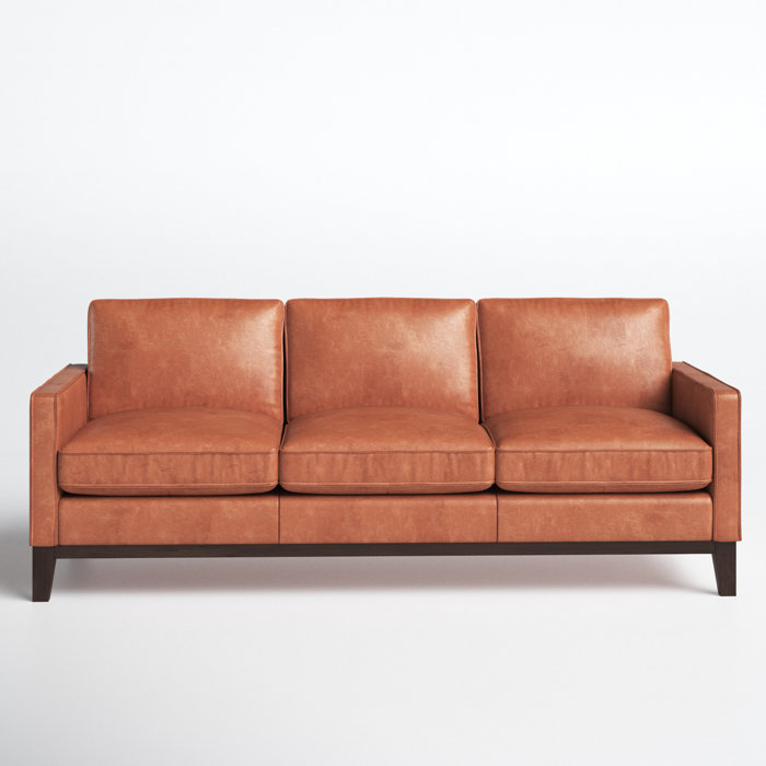 Joss and Main Cascades 84.5" Genuine Leather Square Arm Sofa