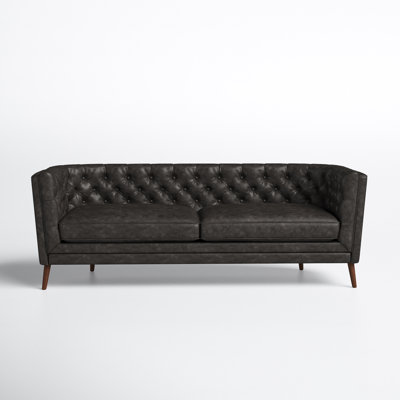 Sydney 86" Genuine Leather Tuxedo Arm Sofa by Joss and Main