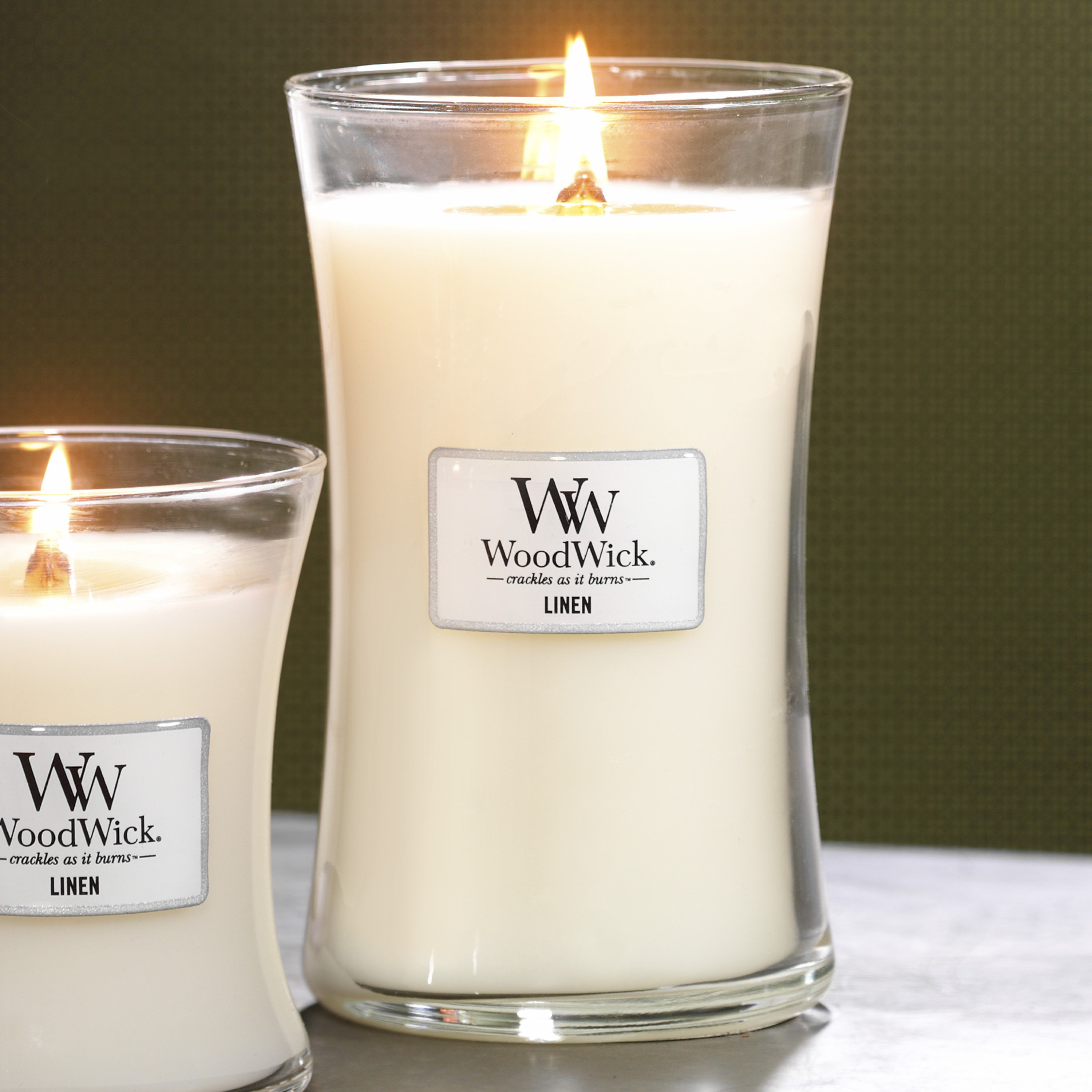 Ik was verrast in beroep gaan over WoodWick Hourglass Linen Scented Jar Candle | Wayfair