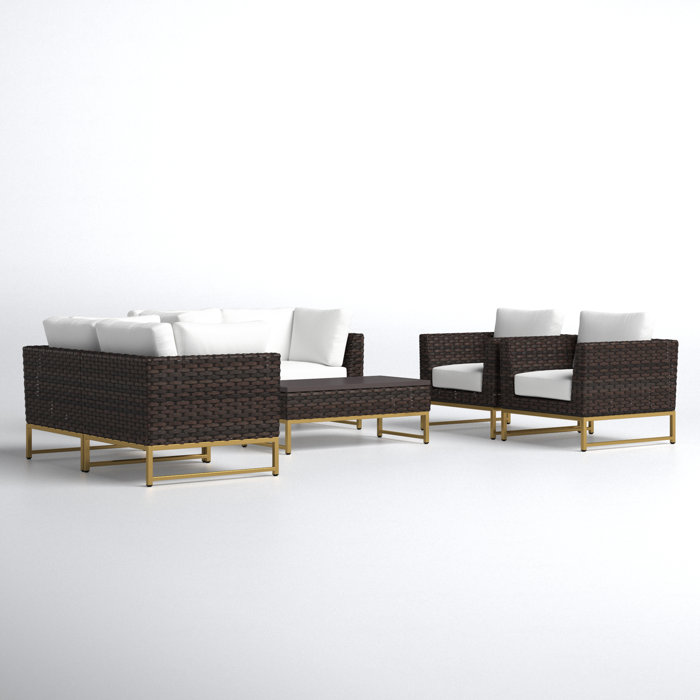 Joss and Main 7 Piece Sectional Seating Group with Cushions