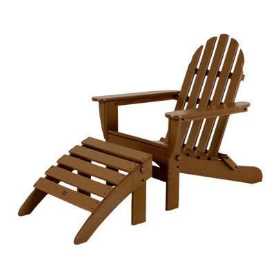 Classic Adirondack Plastic/Resin Folding Chair with Ottoman by POLYWOOD