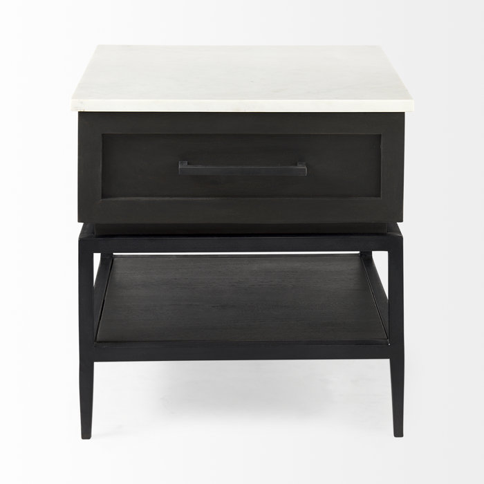 Joss and Main Margorie 1 - Drawer Solid Wood Mighstand in White/Black