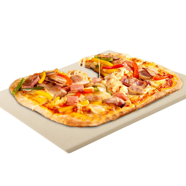 Thermal Shock Resistant Heavy Duty Pizza Grilling Stone//Baking Stone with Acacia Wood Pizza Peel for BBQ and Oven 15x12 Inch Rectangular Durable and Safe