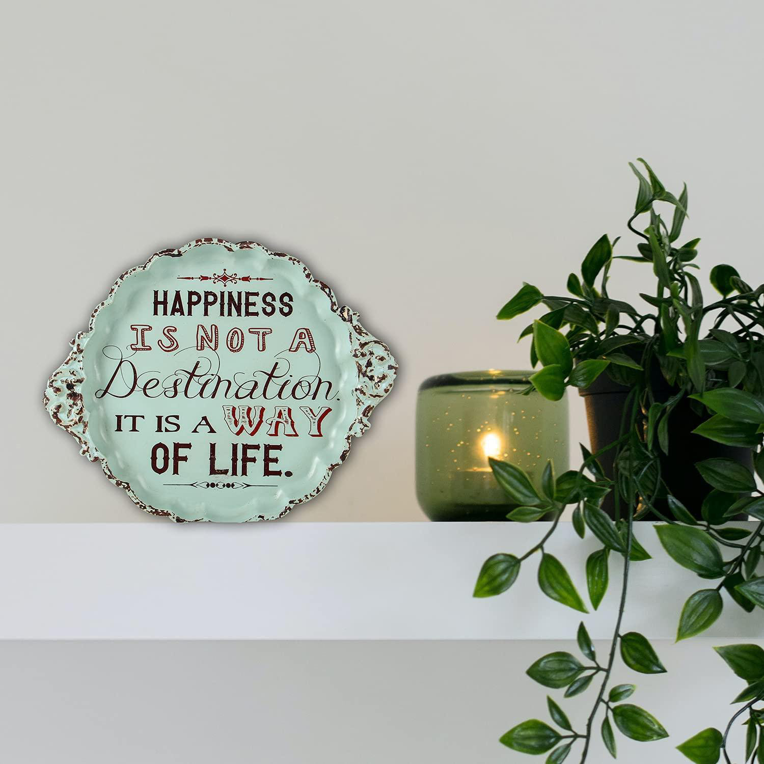 Decorative Plates For Display Wall Hanging Vintage Metal Rustic Kitchen  Decor Shabby Elegance Home Decor Accessories Gift - Happiness Is Not A ...