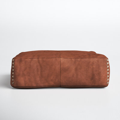 Julia 24" Wide Genuine Leather Square Pouf Ottoman by Joss and Main