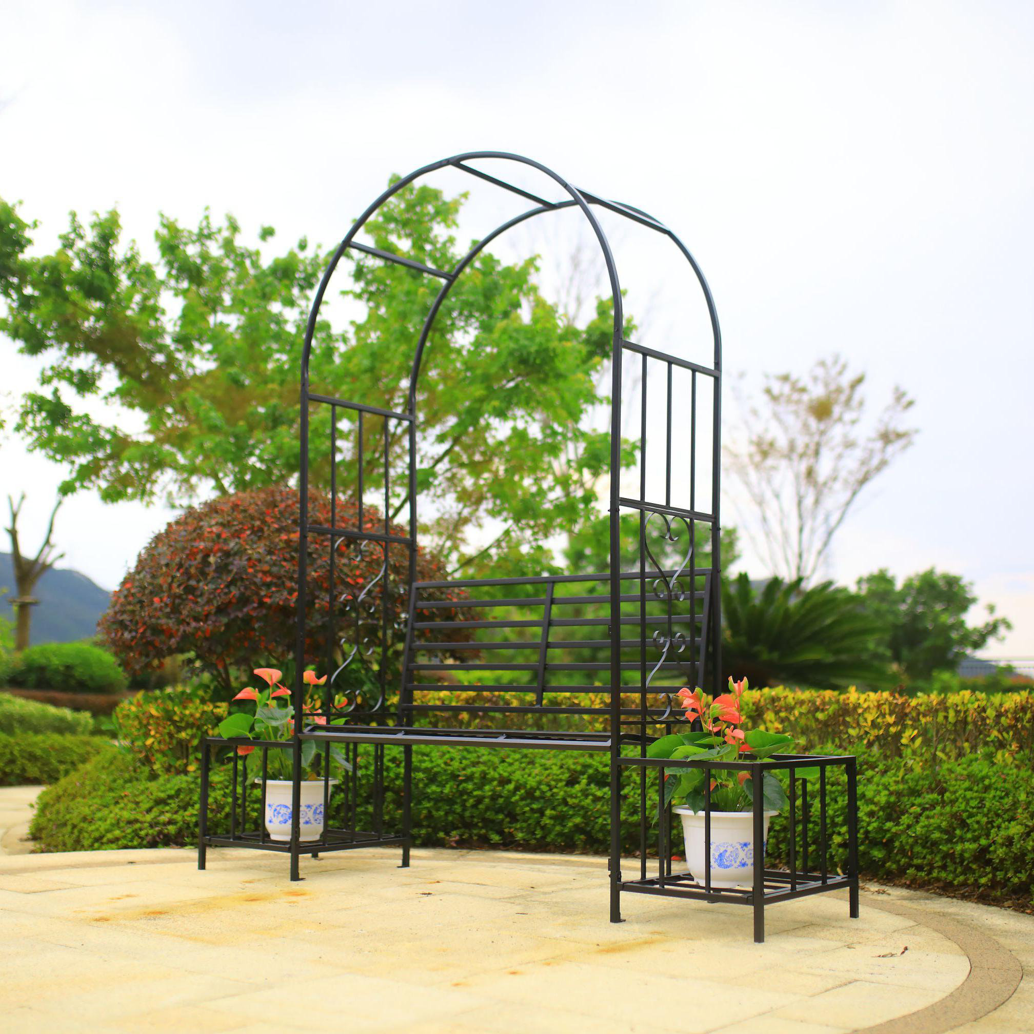 1 Go Steel Garden Arch With Seat And Plant Basket 6 9 High X 3 8 Wide Garden Arbor For Various Climbing Plant Outdoor Garden Lawn Backyard Wayfair 1 Go Steel Garden Arch With Seat And Plant Basket 6 9 High X 3 8 Wide Garden Arbor For Various Climbing Plant Outdoor Garden Lawn Backyard Wayfair