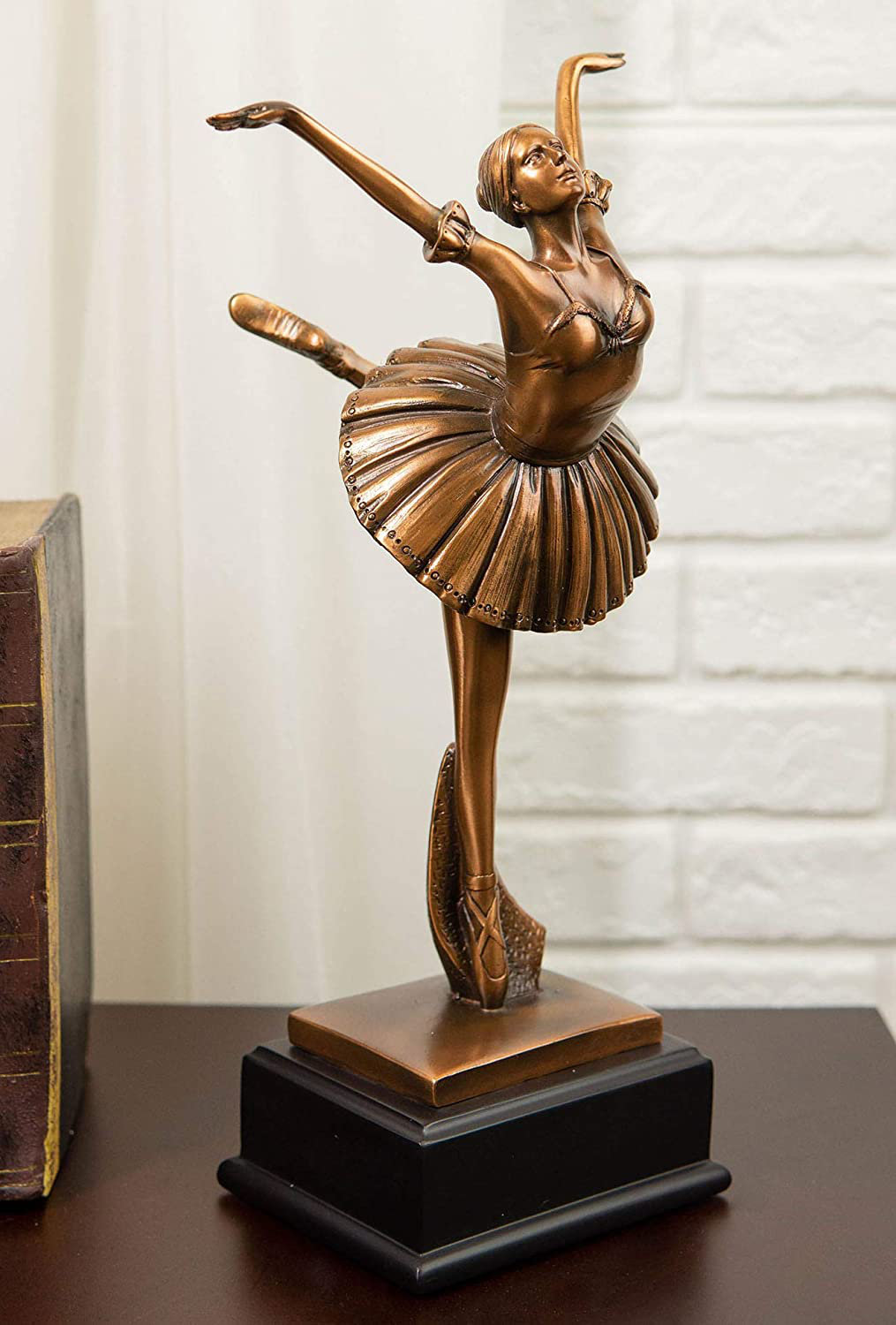 House of Hampton® Ebros Graceful Attitude Little Ballerina Ballet Dancer Statue In Bronze Electroplated Resin Finish With Trophy Base Whimsical Decor Collectible Figurine |