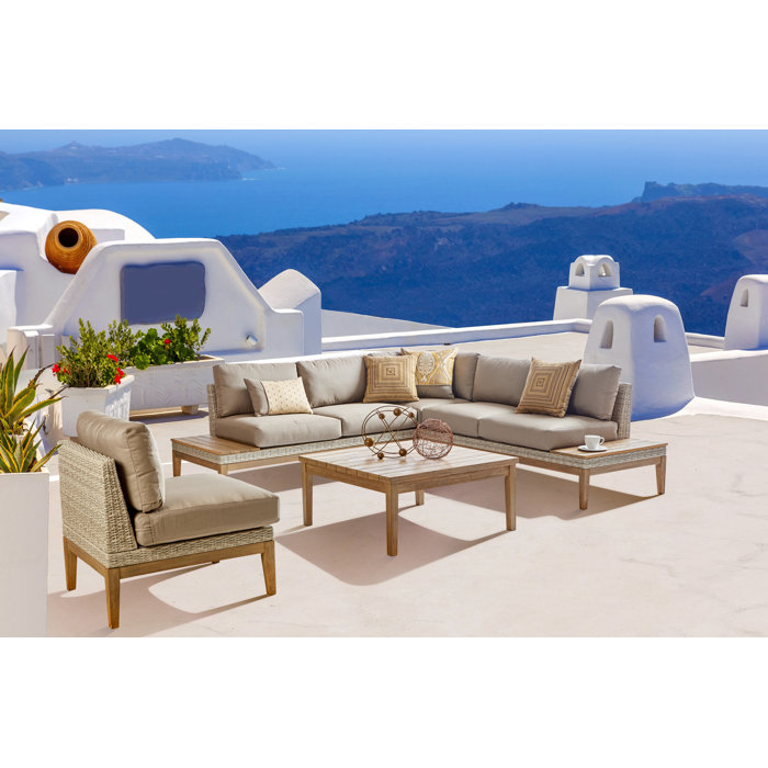 Joss and Main Delaware Patio 5 Piece Sectional Seating Group with Cushions
