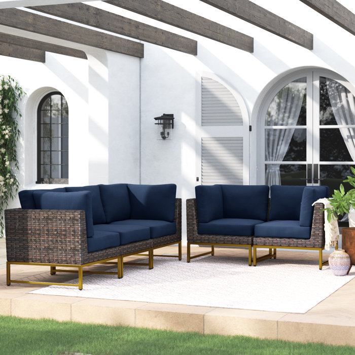 Joss and Main Nauvoo Outdoor Wicker Patio Sofa with Cushions