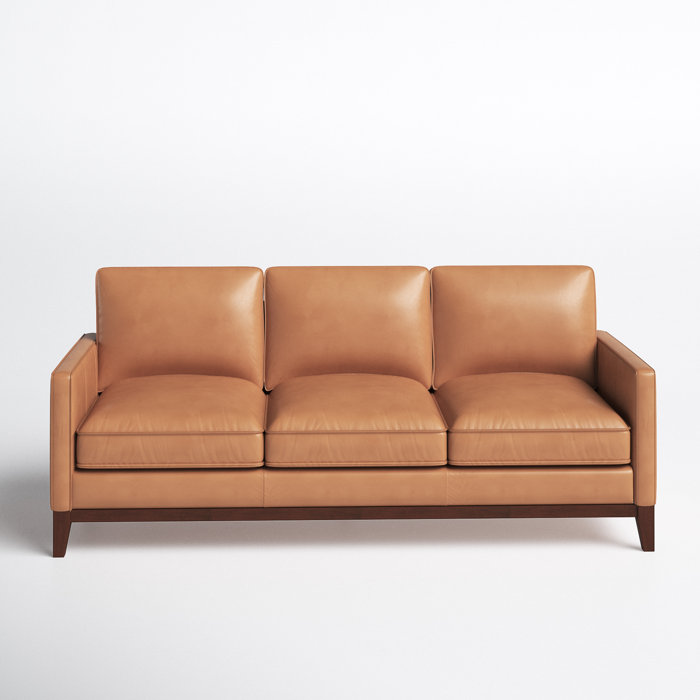 Joss and Main Landon 85" Genuine Leather Square Arm Sofa