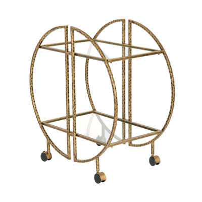 Ranveer Hammered Brass Round Bar Cart by Everly Quinn