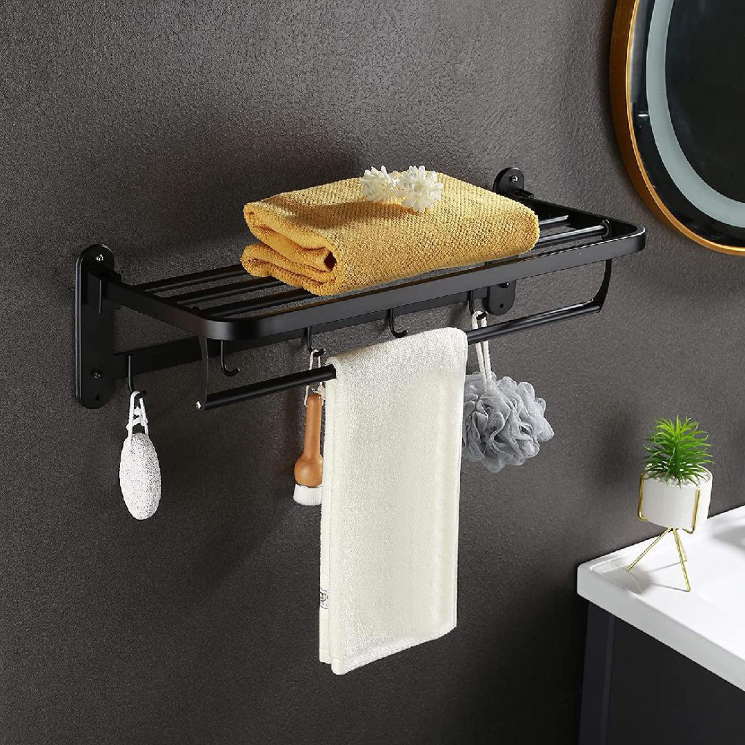 Modern Towel Rack for Bathroom Lavatory Kitchen SUS304-2 Bar Premium Space Aluminum Alloy Materials Towel Holder Adjustable Bathrone Towel bar Wall Mounted Towel Shelf . 