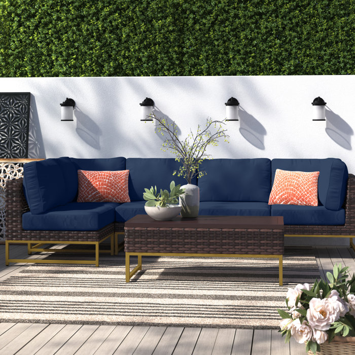Joss and Main Nauvoo 6 Piece Rattan Sectional Seating Group
