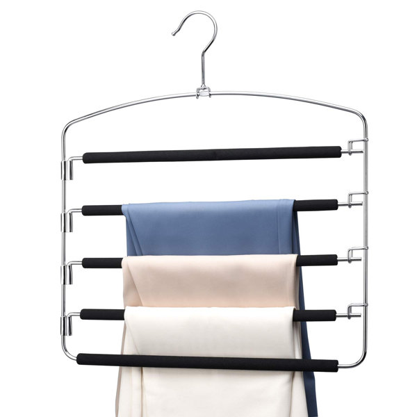 Pants Hangers Non Slip 3 Pack Space Saving Hangers Multi-Layer Swing Arm Pants