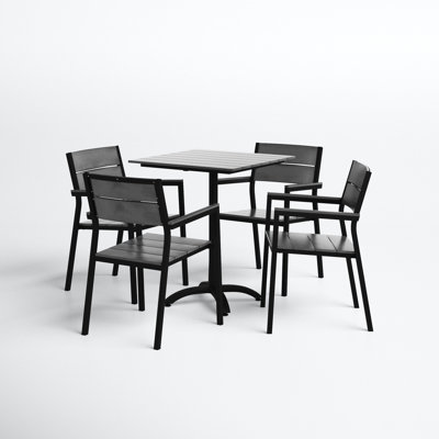 Square 4 - Person 27.5" Long Aluminum Bistro Set by Joss and Main