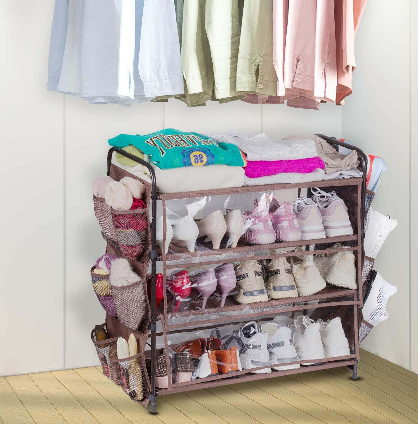 Details about   Portable 4 Tier Shoe Rack Closet Home Storage Entryway Organizer Cabinet Shelf