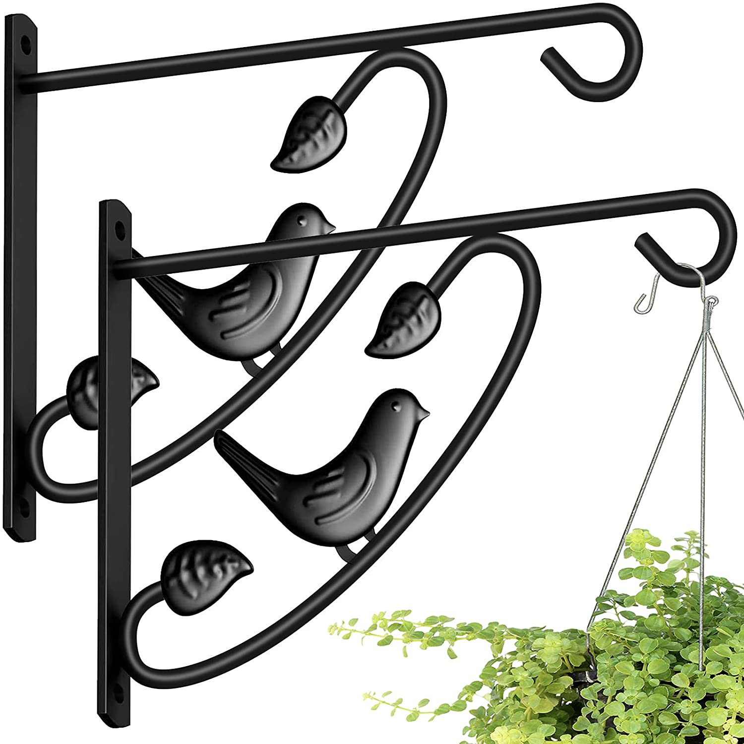 Metal Hanging Basket Brackets with 2 Screws Garden Plant Hanger Hook Wall Decor