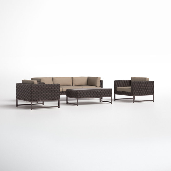 Joss and Main Nauvoo 6 Piece Rattan Sofa Seating Group with Cushions