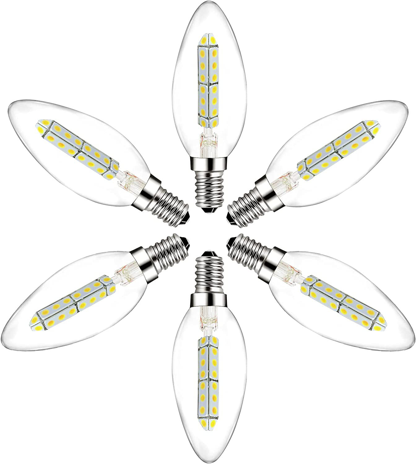 e 4 Watt 40 Watt Equivalent 25 000 Hours Long Lifespan B11 360 Led Dimmable Light Bulb Daylight White 5000k 400lm Cri85 E12 Candelabra Base Set Of 6 Wayfair