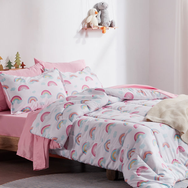 Isabelle & Max™ Claravale White/Pink Microfiber Comforter Set & Reviews | Wayfair Claravale White/Pink Microfiber Comforter Set