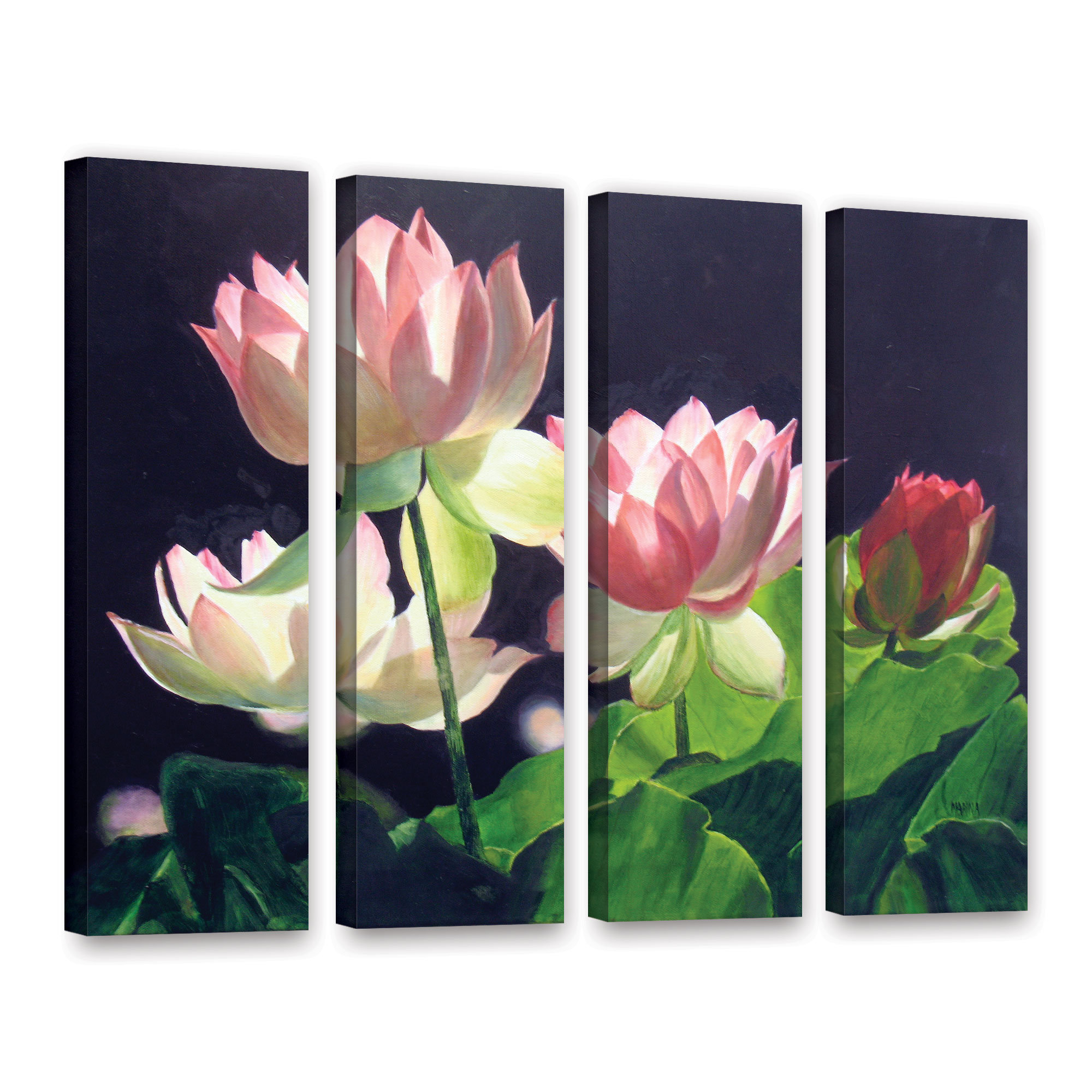 ArtWall Marina Petros in The Pink 4 Piece Gallery-Wrapped Canvas Set 36 by 48 