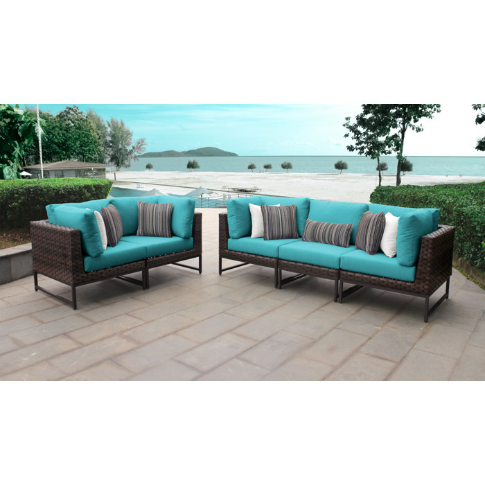 Joss and Main Nauvoo Outdoor Wicker Patio Sofa with Cushions