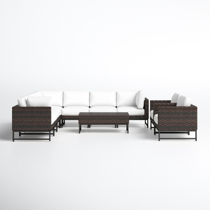 Joss and Main Nauvoo 10 Piece Rattan Sectional Seating Group with Cushions