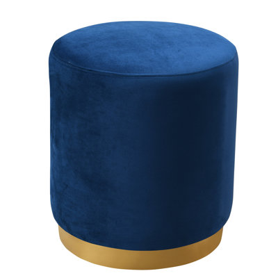 Fresno 16" Wide Polyester Velvet Round Standard Ottoman by Joss and Main