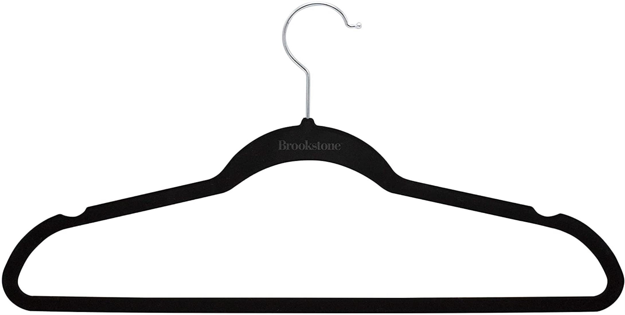 Heavy Duty Slim Velvet Hangers Hanger Central 50 360-Rotating Chrome Swivel Hook Space Saving Ridged Non-Slip Black
