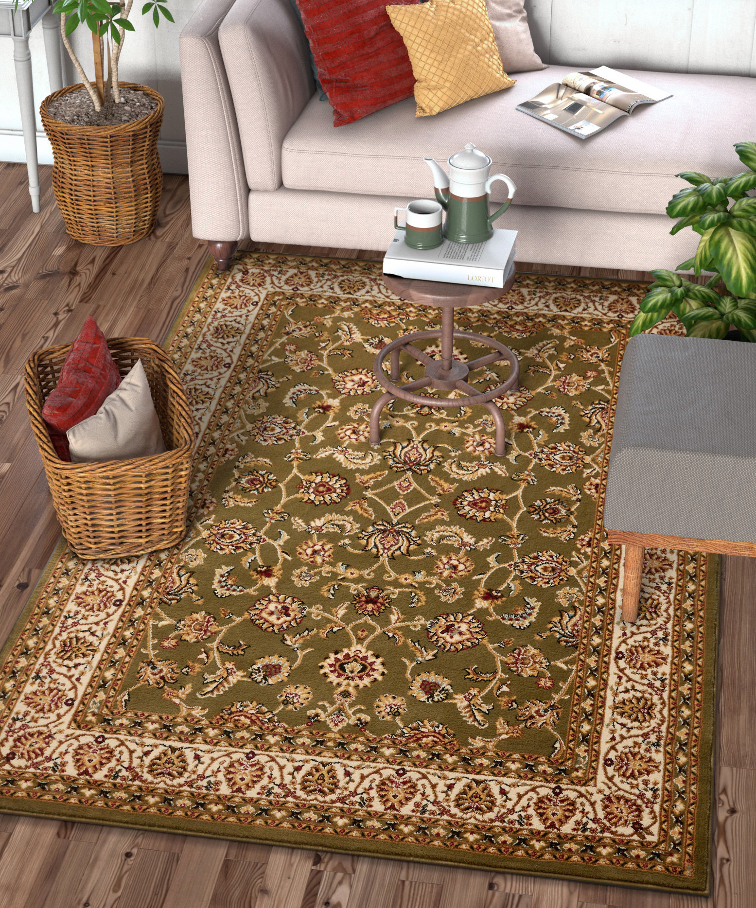 Modern Area Rug for Living Room 5/'3 x 7/'3 Transitional JV Home Contemporary Collection Solid 5 x 7 Brown