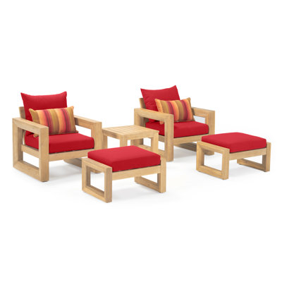 Pliner 5 Piece Sunbrella Multiple Chairs Seating Group with Sunbrella Cushions by Beachcrest Home