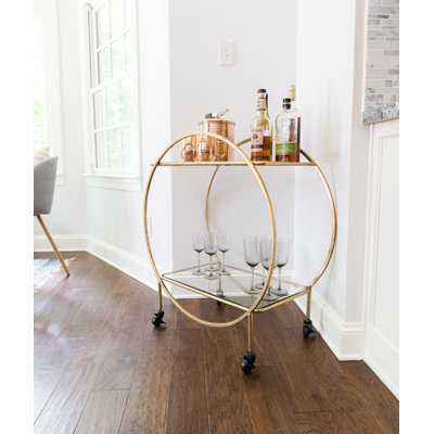 Metal and Glass 2-Tier Bar Cart by Joss and Main