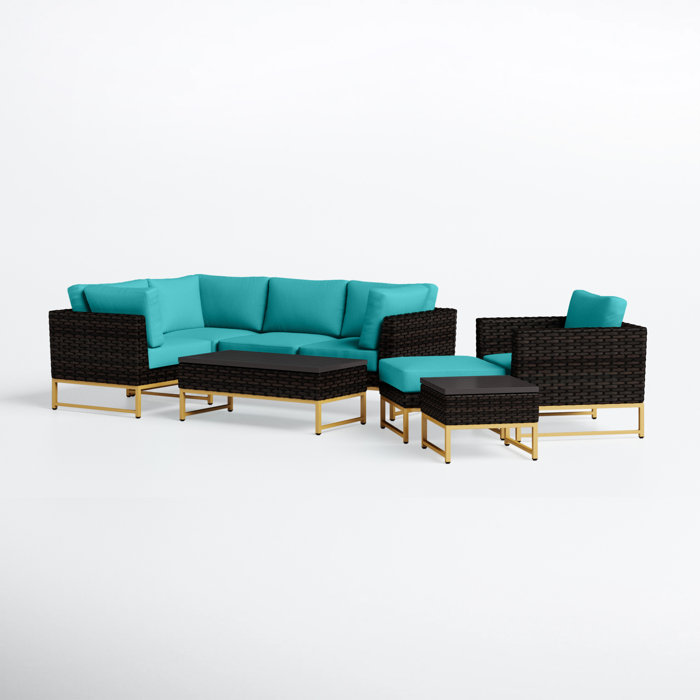 Joss and Main Nauvoo 8 Piece Rattan Sectional Seating Group with Cushions