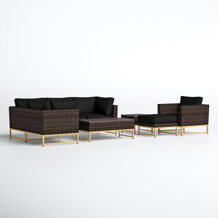 Joss and Main Nauvoo 8 Piece Rattan Sectional Seating Group with Cushions