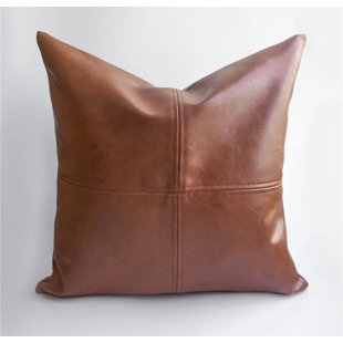 cognac leather throw pillow