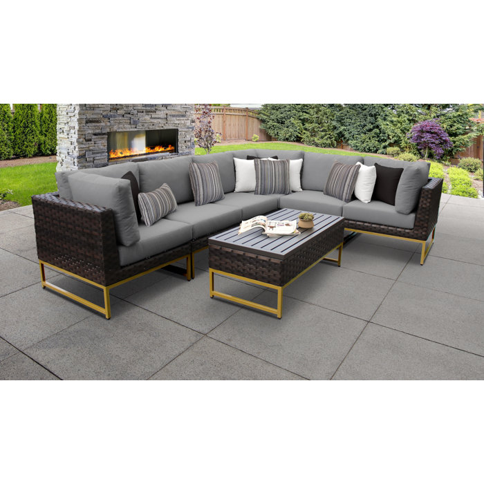 Joss and Main 7 Piece Sectional Seating Group with Cushions