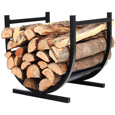 Small Decorative Indoor/Outdoor Firewood Log Rack Bin With Scrolls
