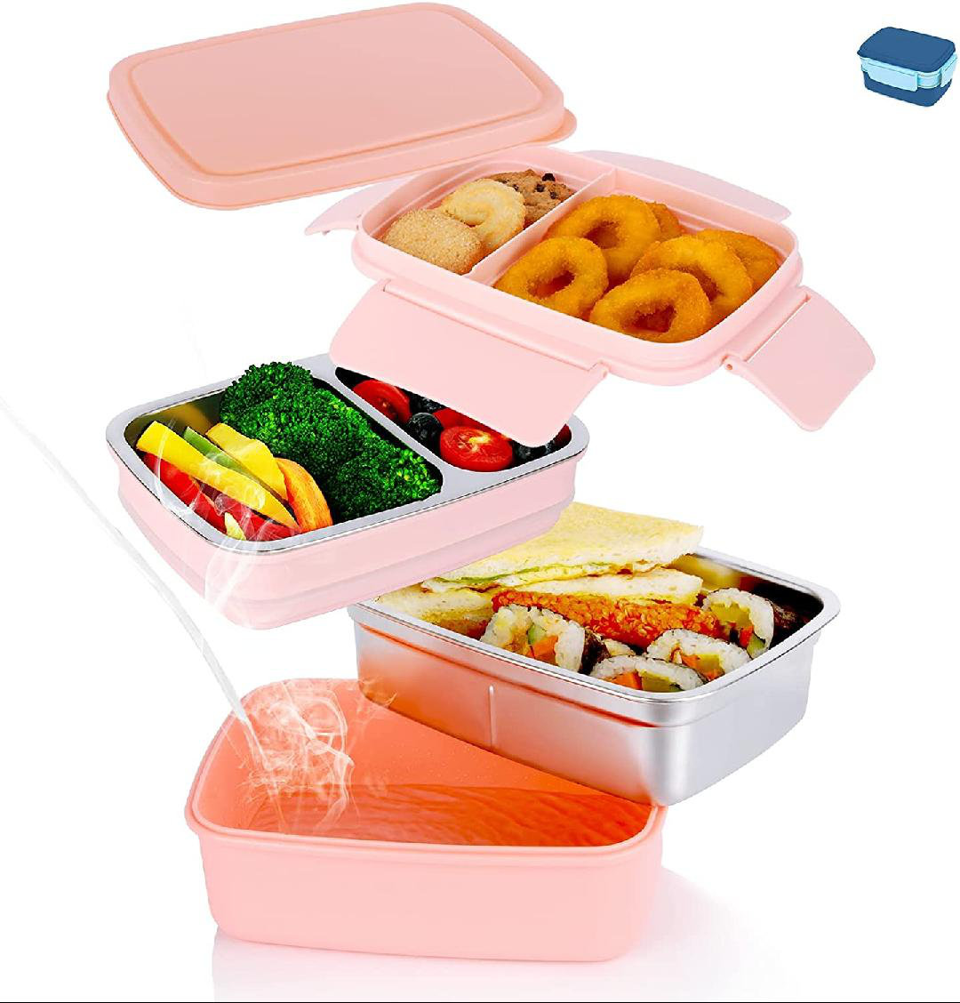 Portable Lunch Box For Kids School Microwave Bento Box With Movable Compartmenrs