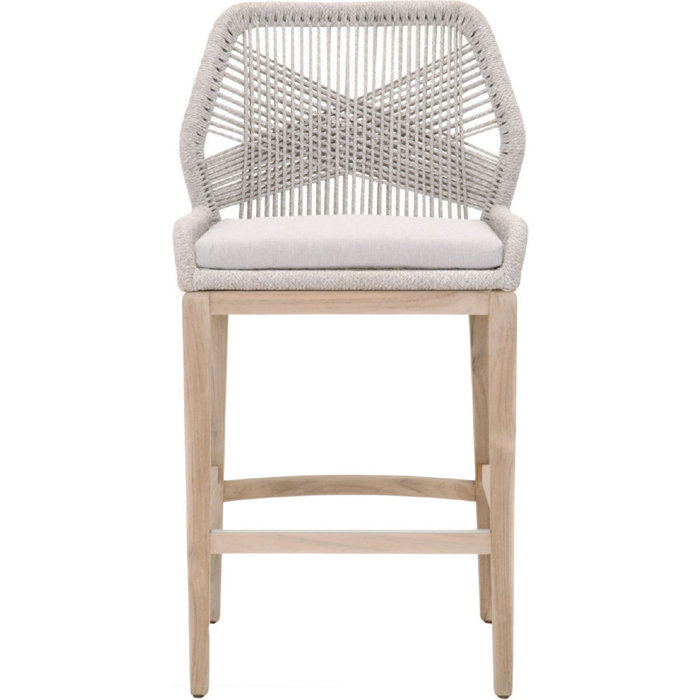 Joss and Main Kristen Outdoor Teak Patio Bar Stool with Cushion