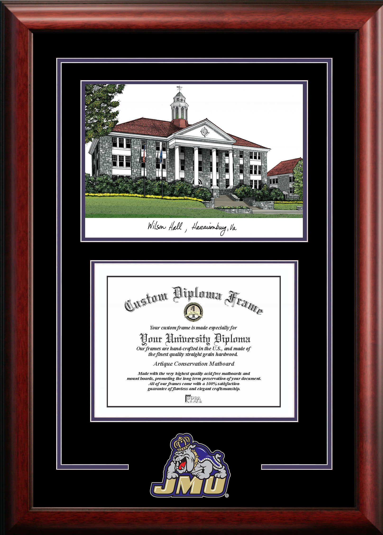 Campus Images VA994SG James Madison Dukes Spirit Graduate Diploma Frame 12 x 16 