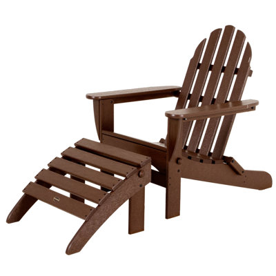 Classic Adirondack Plastic/Resin Folding Chair with Ottoman by POLYWOOD