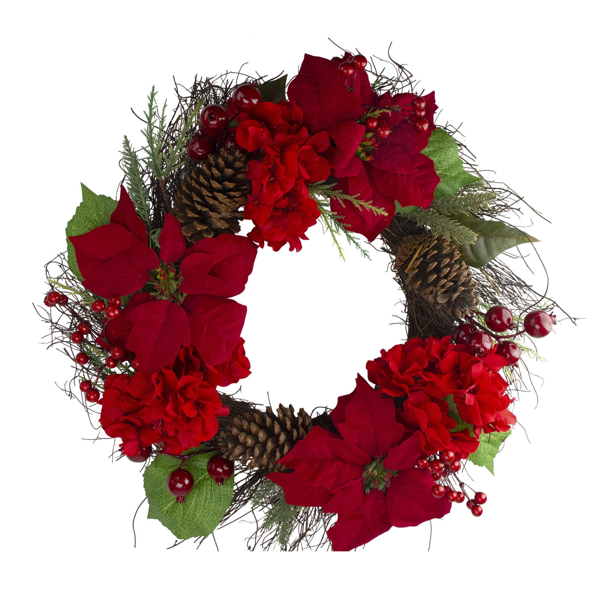 Christmas Grapevine Wreath for Front Door Red Poinsettia Wreath Traditional Christmas Wreath