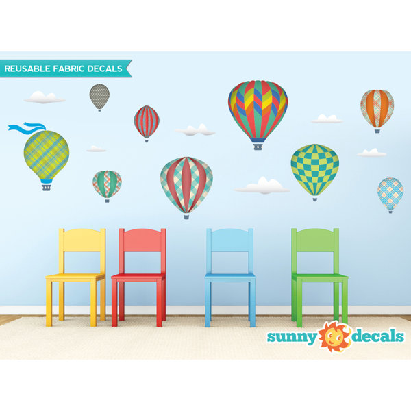 Eco Friendly Removable Wall Stickers Col Hot Air Balloons /& Cloud Wall Decals Unisex Nursery Wall Decals 4
