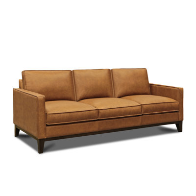 Akansha 85" Genuine Leather Square Arm Sofa by Ebern Designs