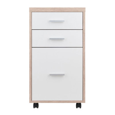 Jacksboro Mobile File Cabinet, 3 Drawers, Reclaimed Wood/White Finish