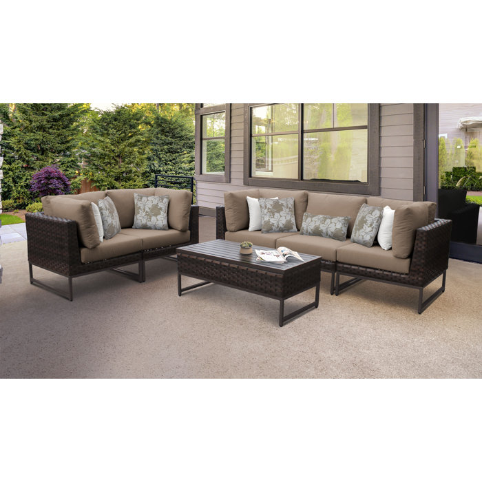 Joss and Main Nauvoo 6 Piece Rattan Sectional Seating Group