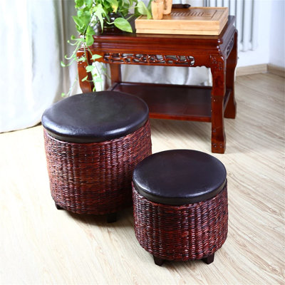 Faux Leather Round Storage Ottoman by Joss and Main