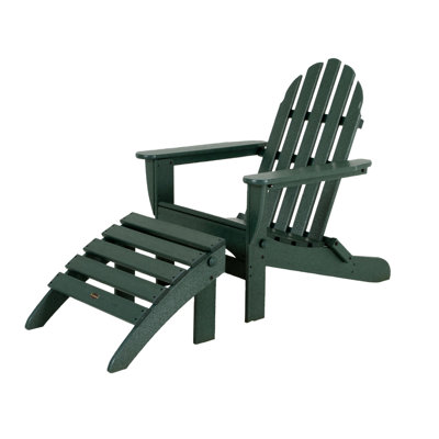 Classic Adirondack Plastic/Resin Folding Chair with Ottoman by POLYWOOD